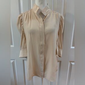 Frame Blush Color Silk Gillian Puff Sleeve Blouse Size M